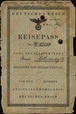 "Rohmayer, Anna. Pasaporte. Reich alemán. Munich, 22 julio 1937"