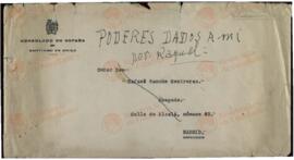 Vapor Uruguay. Sancho Contreras, Eduardo. Mandato de delegación de poder de Raquel Claro Velasco (esposa). Santiago de Chile, 7 octubre 1943