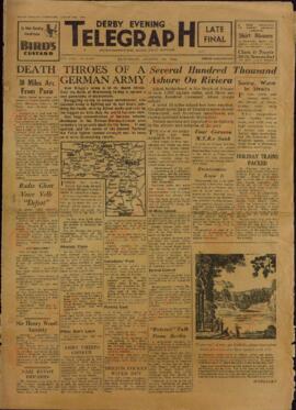 Derby Evening Telegraph. 19 agosto 1944. "Estertores del ejercito alemán"