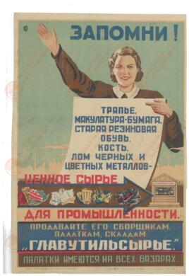 Mujer del Departamento Soviético de Reciclaje invitando a la recolección de enseres domésticos