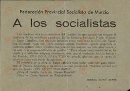 "A los socialistas". Federación Provincial Socialista de Murcia