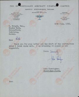 Cunningham, John. "Carta a Robert Wright". 10 Julio 1956