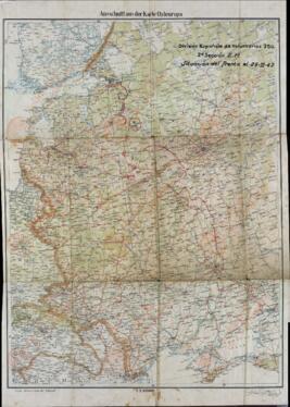 "Mapa de los frentes en Rusia y Ucrania de la división azul de voluntarios". 25 febrero 1942