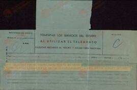Telegrama de Alberto Álvarez al coronel Castejón