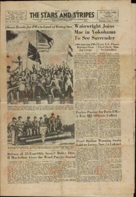The Stars and the Stripes: Daily Newspaper of U.S. Armed Forces in the European Theater of Operations. 1 Septiembre 1945. "Amanece para los prisioneros de guerra en la tierra del sol naciente."