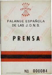 Acreditación de prensa de Falange Española de las J.O.N.S.