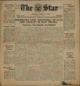 "The Star", el Periódico más Antiguo de Guernsey. 31 Marzo 1945. "Loa bolcheviques pierden miles de armas y aviones en el este de Prusia."