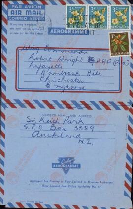 Park, Keith. Carta a Robert Wright, 23 Enero 1969