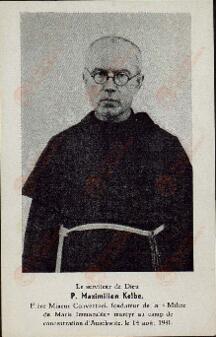 Esquela fúnebre y Propuesta de Beatificación del Padre Maximilien Kolbe (1894-1941), asesinado en el campo de concentración de Auschwitz, en 1941, c. 1945.