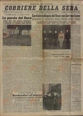 Corriere della Sera. "La palabra del Duce. El primer desafío al poder británico se recuerda con orgullo por los italianos". Milán, 2 Octubre 1940