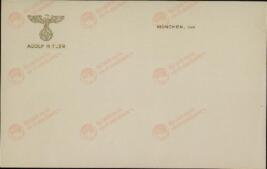 Hitler, Adolf. Tarjeta cancillería III Reich. Berlín