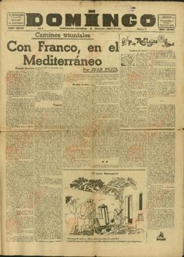 Semanario "Domingo". 12 Junio 1938. Con plano del frente de Teruel a la costa de Levante y artículo "Un judío".