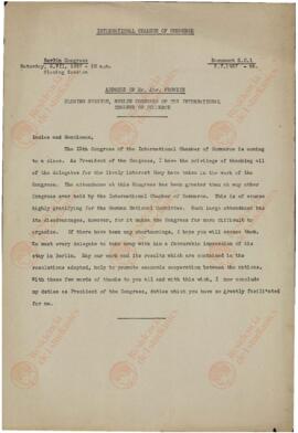 Frowein, Abr. IX. Sesión de Clausura. IX Congreso Cámara Internacional Comercio. Berlín, 3 julio 1937