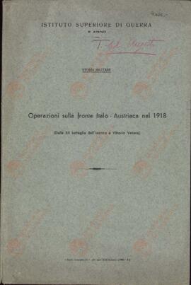 Istituto Superiore di Guerra, 1941-1942 "Operaciones en el frente italoaustríaco en 1918"