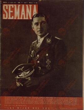 Revista Semana, Núm. 74. "La ciento una victoria aérea del Teniente Coronel Moelders". Madrid, 22 de Julio de 1941, Año II