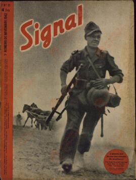 Signal. "Durante unas escaramuzas, el enemigo dispara contra una columna". 1er Nº Noviembre 1942.