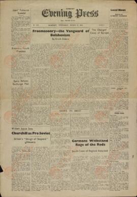 Evening Press. Guernsey. 15 marzo 1944. "Francmasonería -la vanguardia del bolchevismo."
