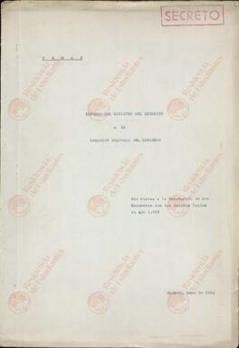 Barroso, Antonio. Informe del Ministro del Ejército a la Comisión Delegada del Gobierno (renovación de los convenios con EE.UU.). Madrid, mayo de 1962