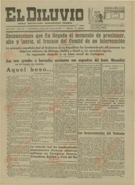 El Diluvio. Diario Republicano Democrático Federal. "Reconocemos que ha llegado el momento de proclamar, alto y fuerte, el fracaso del Comité de no intervención". 28 marzo 1937
