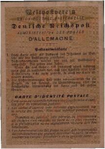 Thaddaus, Frick. Carné de identidad postal. Sigmaringen, 25 de febrero de 1943.