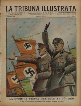 La Tribuna Illustrata. "La histórica visita del Duce al Führer. Los dos líderes aclamados por el gran pueblo alemán". 3 de octubre de 1937.