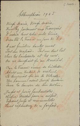 Havy, Henry. Poemas. 1944-45 (en francés).