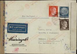 Sobre italiano pasado por la censura. Munich, 3 marzo 1942