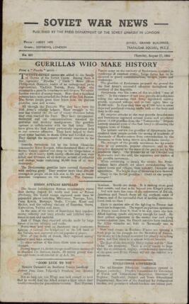 "Noticias de guerra soviéticas". No. 937. Departamento de prensa de la embajada soviética en Londres. Jueves, 17 agosto 1944