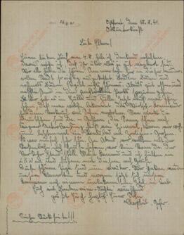 Syrow, Emil. "¡Queridos padres! Frente del este, 18 agosto 1941"