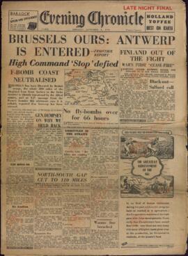 "Evening Chronicle", 4 de Septiembre de 1944, "Bruselas es Nuestra: Entramos en Amberes".