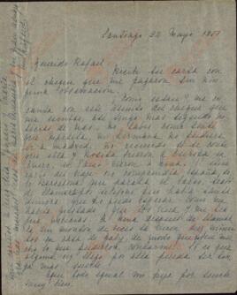 Vapor Uruguay. Sancho Contreras, Eduardo. Carta de Raquel Claro Velasco (esposa) a Rafael Sancho Contreras, conde de Montalvo (hermano). Santiago de Chile, 22 mayo 1950