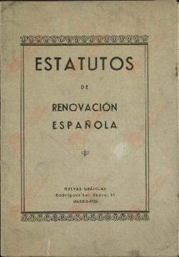 Estatutos de Renovación Española. Madrid 1935