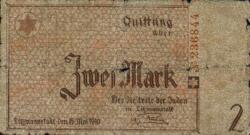Billete de 2 marcos del gueto de Litzmannstadt