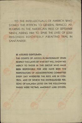 Círculo Mercantil de Málaga a los intelectuales de América, s.d.
