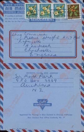 Park, Keith. Carta a Robert Wright, 25 Enero 1969