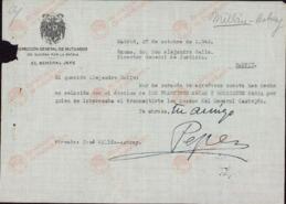 Millán Astray, José. A Alejandro Gallo. Madrid, 27 octubre 1942