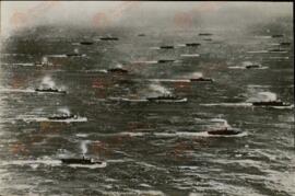 Fotografía de prensa. Convoy aliado en la operación "Torch" de desembarco en el norte de África.