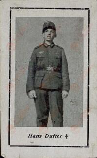 Esquela mortuoria, Hans Dufter, 21 julio 1944