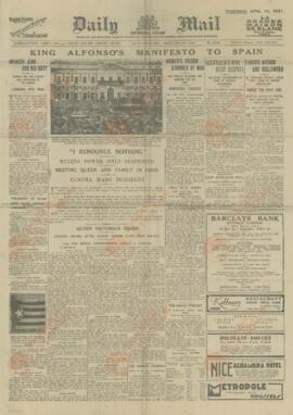 Daily Mail. "Manifiesto del rey Alfonso a España". Jueves, 16 abril 1931