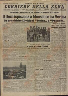 Corriere della Sera. "El Duce inspecciona Monselice y Verona". Milán, 8 Octubre 1940