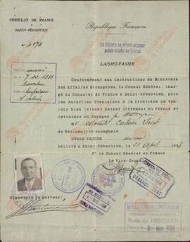 Castañé Lloret, Modesto. Consulado de Francia en San Sebastian. San Sebastian, 23 abril 1938